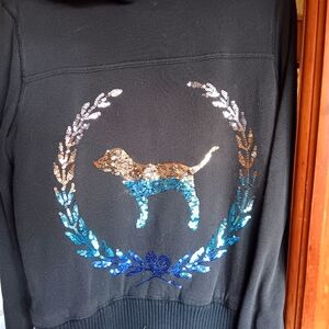 VS Pink fluffy lined bling ✨️ iridescent jacket. One of a kind so gorgeous 😍 M